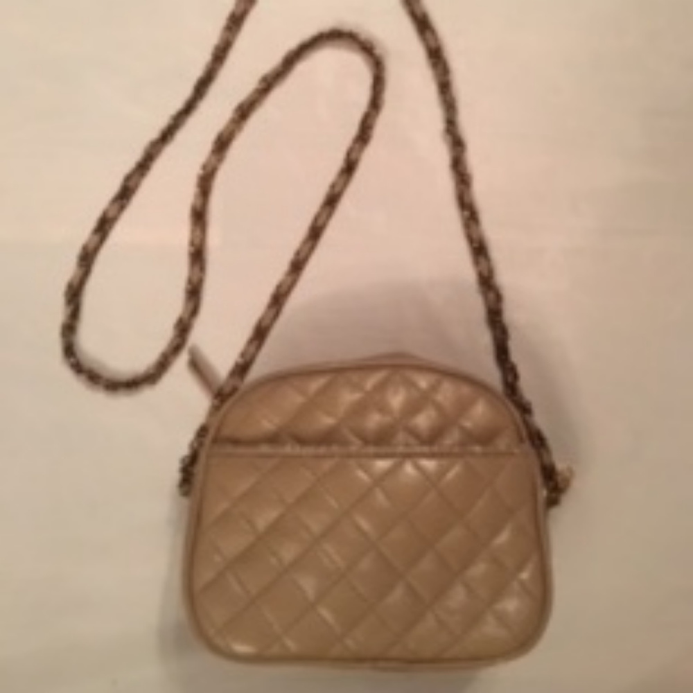Beige Vegan Leather Chain bag
